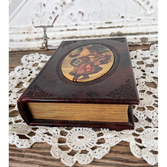 Vintage Leather Book Box Hidden Safe St Nicholas/Santa - Picture 5 of 10